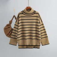 Contrast Striped Turtleneck Pullover