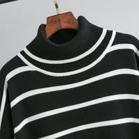 Contrast Striped Turtleneck Pullover