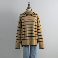 Contrast Striped Turtleneck Pullover