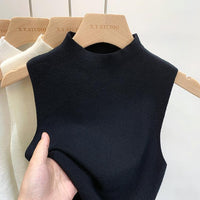Semi-Turtleneck Knit Vest Camisole