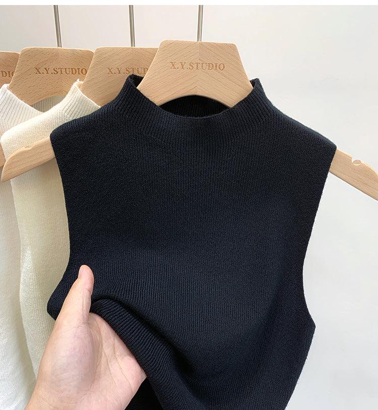 Semi-Turtleneck Knit Vest Camisole