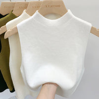 Semi-Turtleneck Knit Vest Camisole
