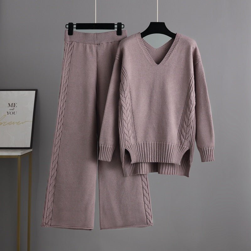 Knit Sweater & Wide-Leg Pants Set