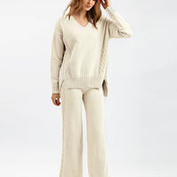 Knit Sweater & Wide-Leg Pants Set