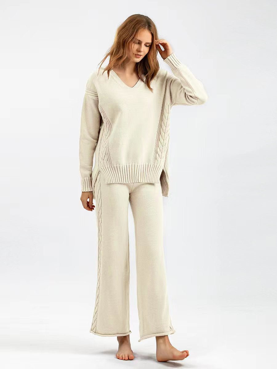 Knit Sweater & Wide-Leg Pants Set