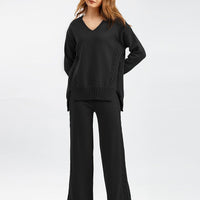 Knit Sweater & Wide-Leg Pants Set