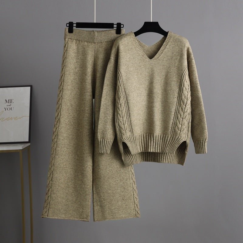 Knit Sweater & Wide-Leg Pants Set