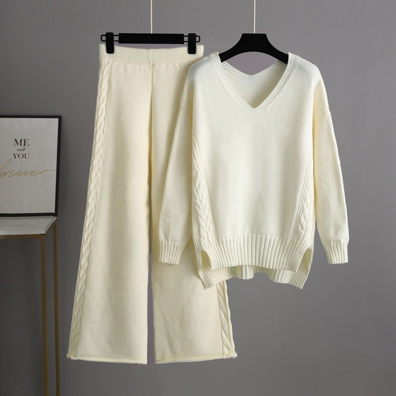 Knit Sweater & Wide-Leg Pants Set