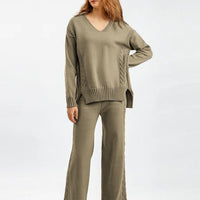 Knit Sweater & Wide-Leg Pants Set