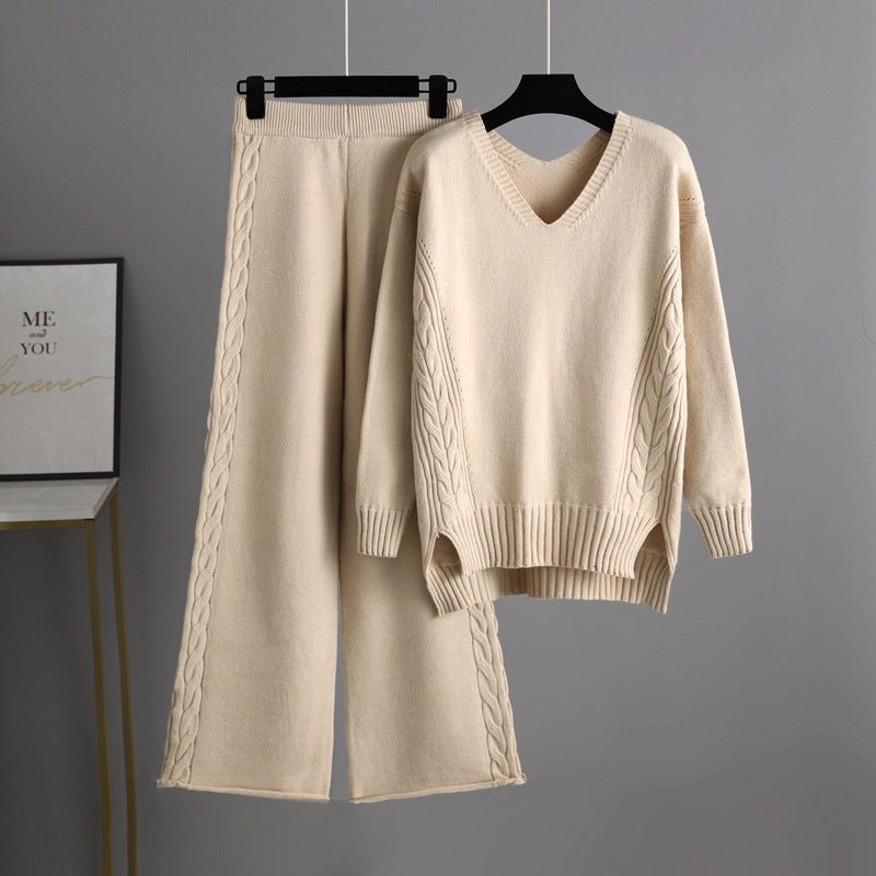 Knit Sweater & Wide-Leg Pants Set