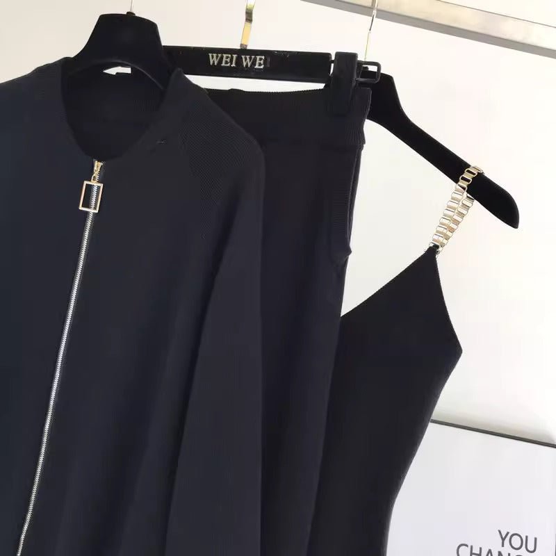 Korean Chain Cami, Jacket & Pants Set