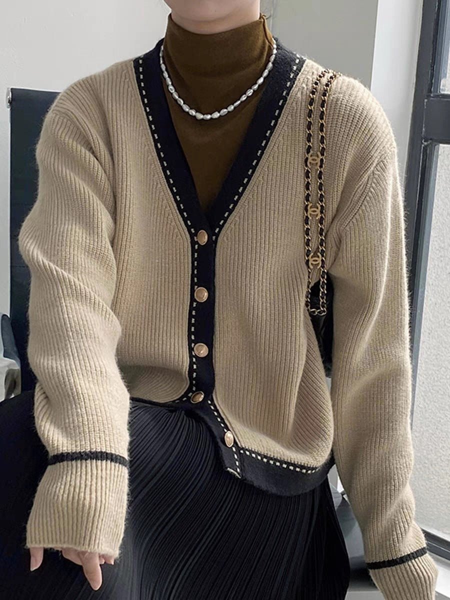 Japanese Style 2-Piece Set – Straight-Leg Pants & V-Neck Cardigan