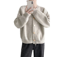 Loose Crew Neck Multi-Buckle Cardigan