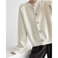 Loose Crew Neck Multi-Buckle Cardigan