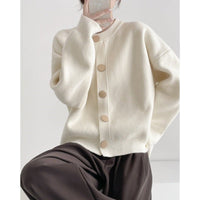 Loose Crew Neck Multi-Buckle Cardigan