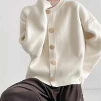 Loose Crew Neck Multi-Buckle Cardigan