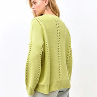 Cashmere Blend Hollow Crew Neck Pullover
