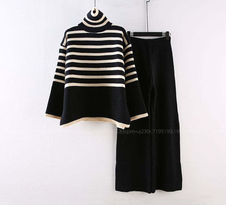 V-Neck Cardigan + Straight-Leg Trousers