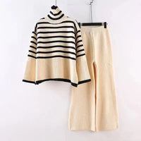 Striped Long Sleeve Casual Pants Set