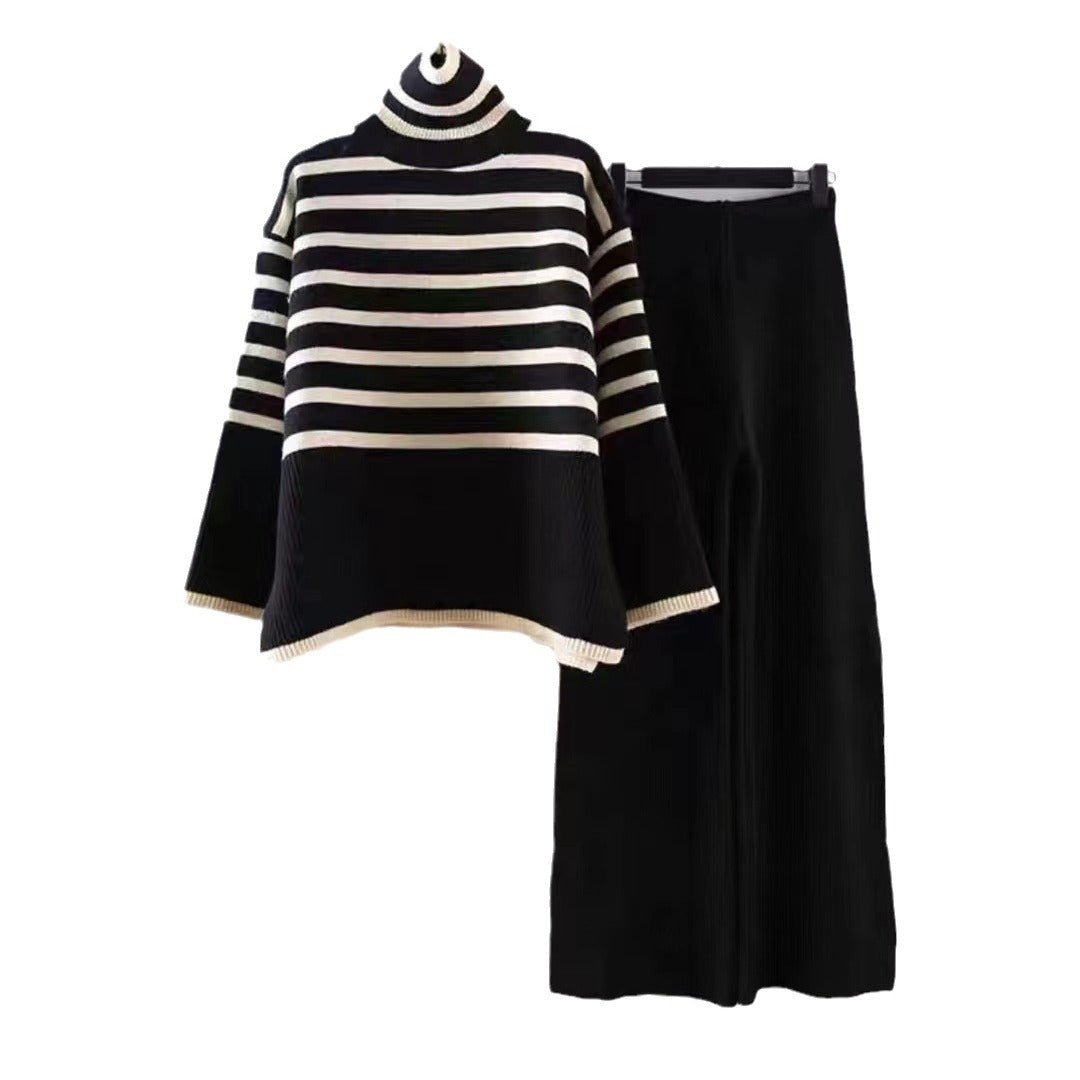 Striped Long Sleeve Casual Pants Set