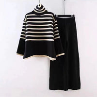 Striped Long Sleeve Casual Pants Set