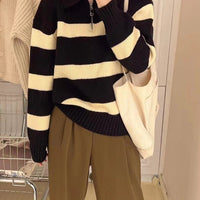 Loose Striped Plaid Hooded Jacket