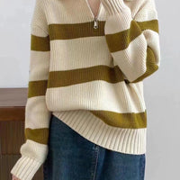 Loose Striped Plaid Hooded Jacket