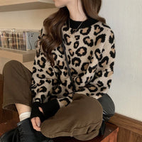 Loose Leopard Print Lazy Pullover