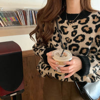 Loose Leopard Print Lazy Pullover