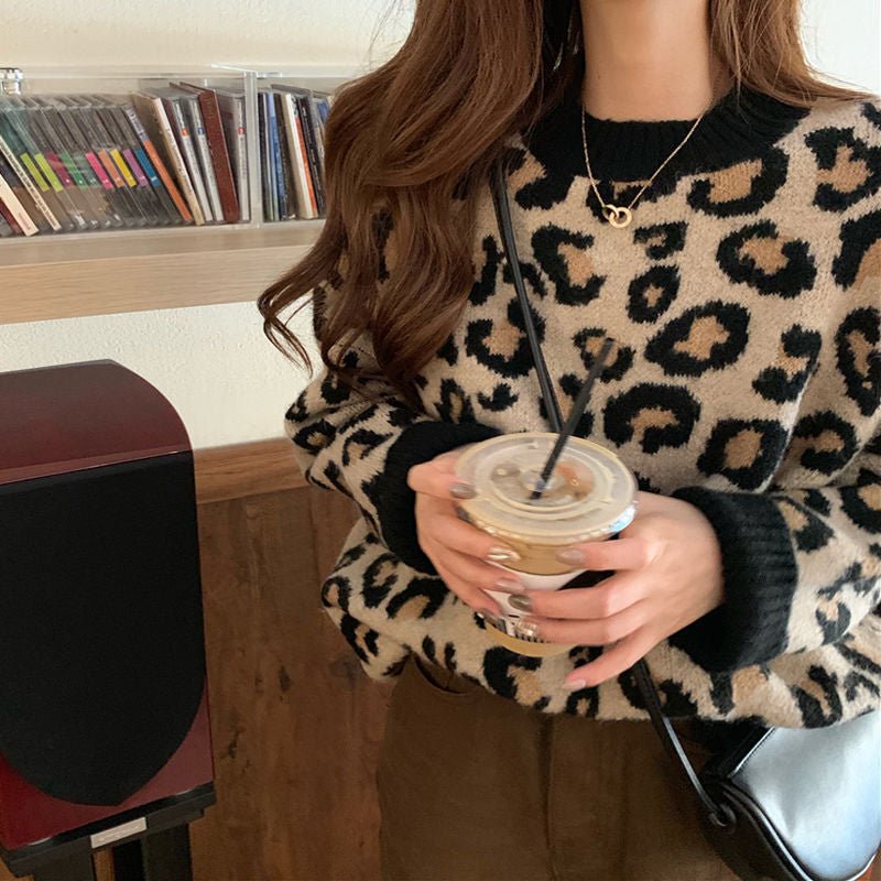 Loose Leopard Print Lazy Pullover