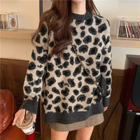 Loose Leopard Print Lazy Pullover