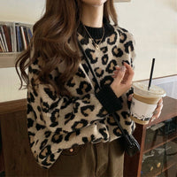 Loose Leopard Print Lazy Pullover