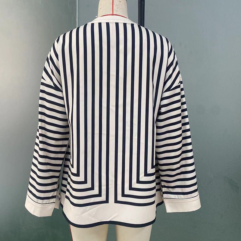 Striped Loose Long Sleeve Cardigan Shirt