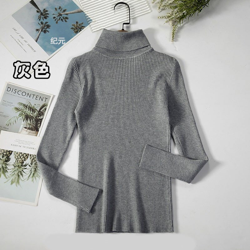Solid High-Neck Korean Pullover