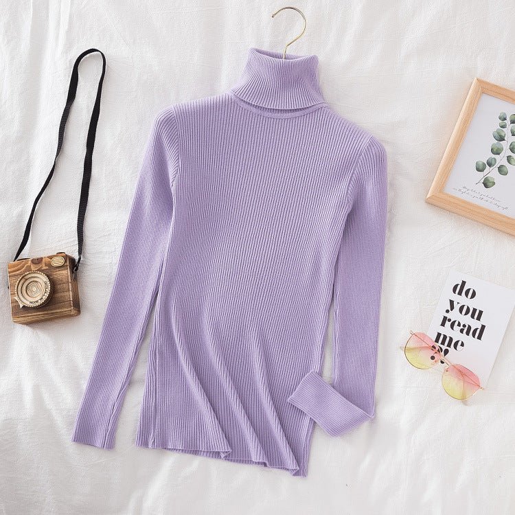 Solid High-Neck Korean Pullover