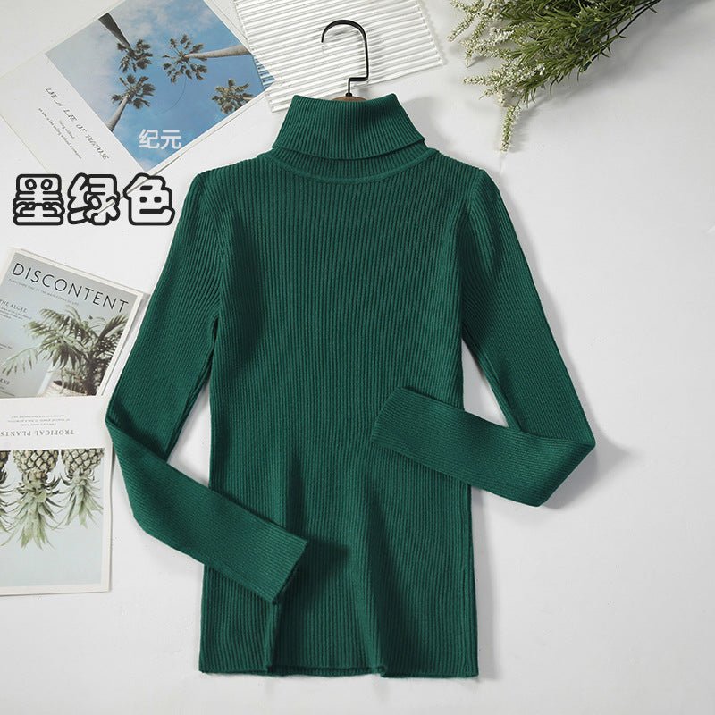 Solid High-Neck Korean Pullover