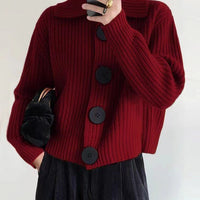 Loose Lapel Large Button Cardigan