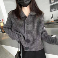 Loose Lapel Large Button Cardigan