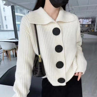 Loose Lapel Large Button Cardigan