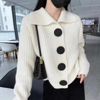 Loose Lapel Large Button Cardigan