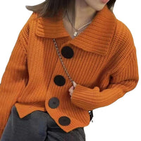 Loose Lapel Large Button Cardigan