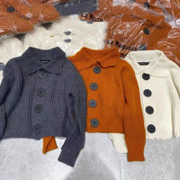 Loose Lapel Large Button Cardigan