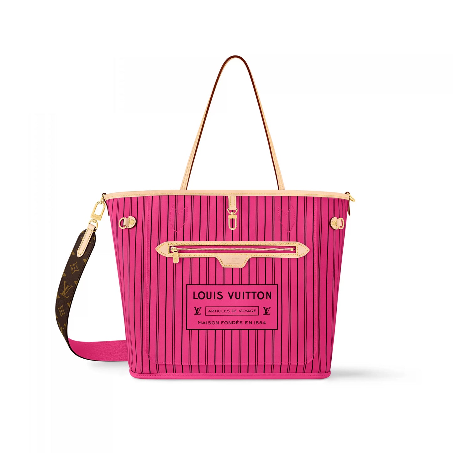 M12257 Neverfull Bandoulière Inside Out MM MMonogram/Rose Pondichery