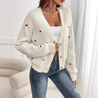 Thick Wool Knit Love Pattern Cardigan