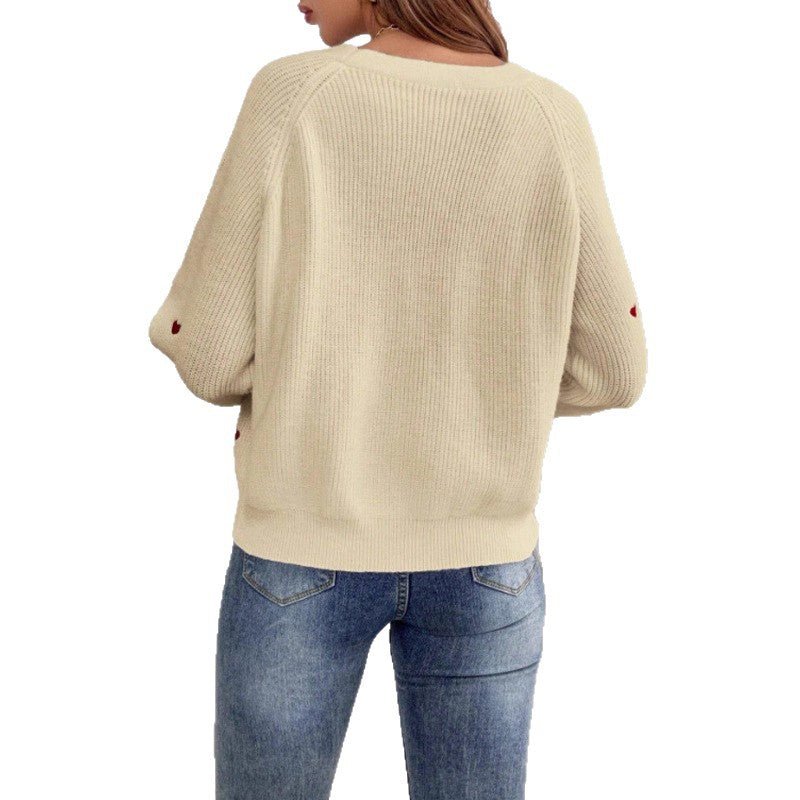 Thick Wool Knit Love Pattern Cardigan