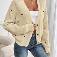 Thick Wool Knit Love Pattern Cardigan