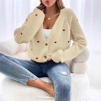 Thick Wool Knit Love Pattern Cardigan