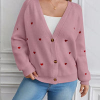 Thick Wool Knit Love Pattern Cardigan