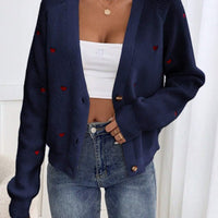Thick Wool Knit Love Pattern Cardigan