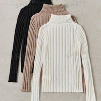 LUNE 3-Piece Ribbed Turtleneck Set